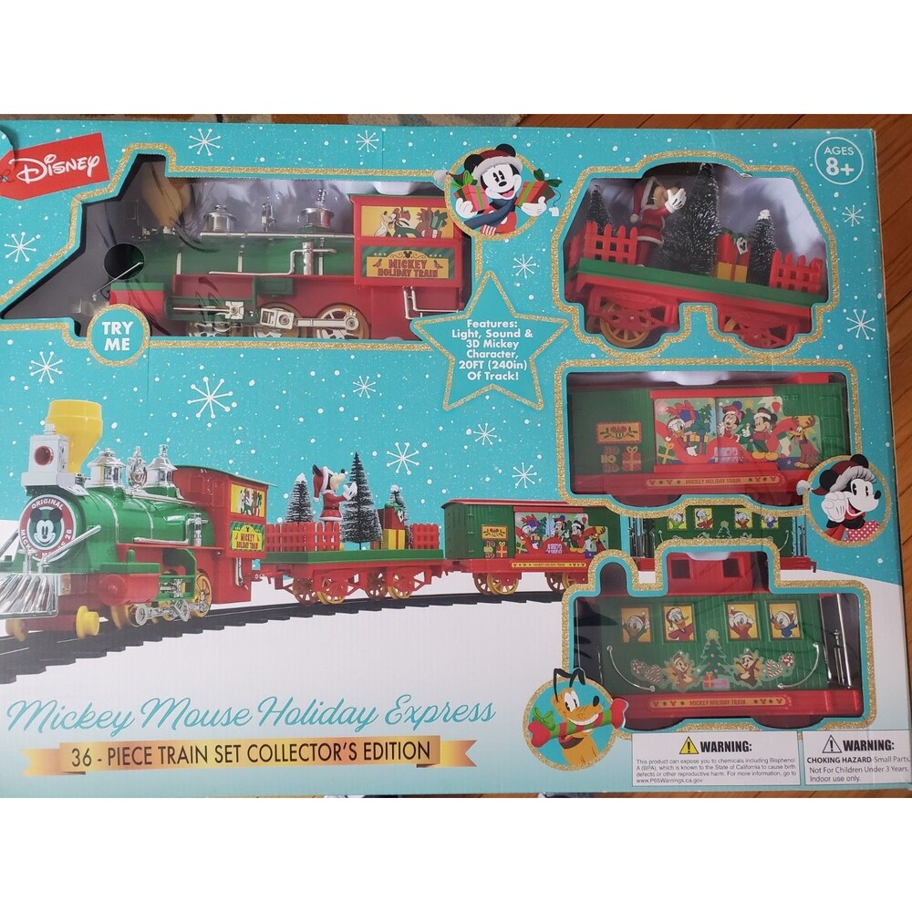 Disney Mickey Mouse Holiday Express 36 Pc Train Set Collector's Edition